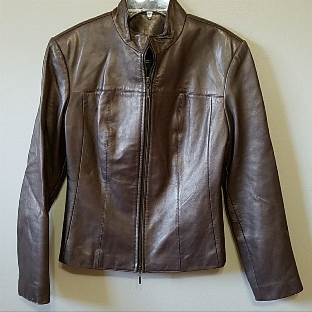 Vakko gold leather jacket M